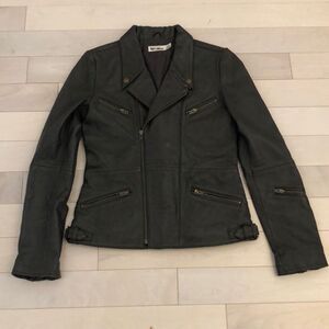 by Corpus Women's Leather Jacket Riders Moto Zip Pocket Lambskin Black Small